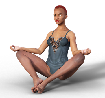 Meditative Pose Redhead Woman