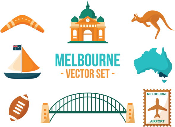 Melbourne Iconic Symbols Vector Set