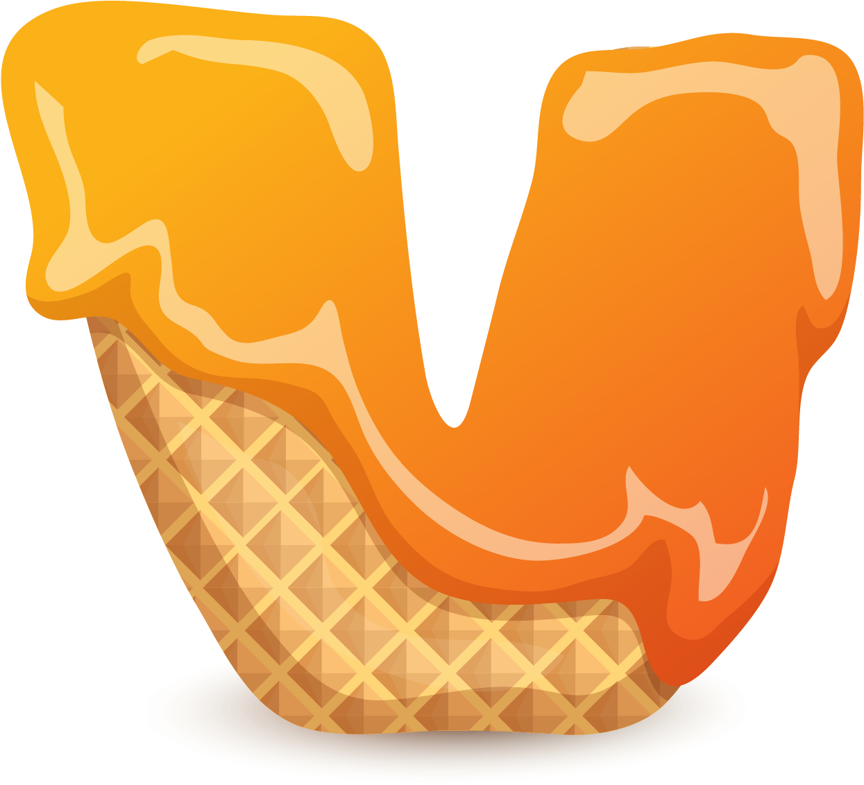 Melted Letter V Ice Cream Cone