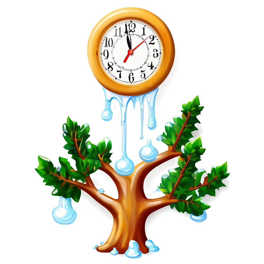 Melting Clock On Tree Branch Png Dfn73