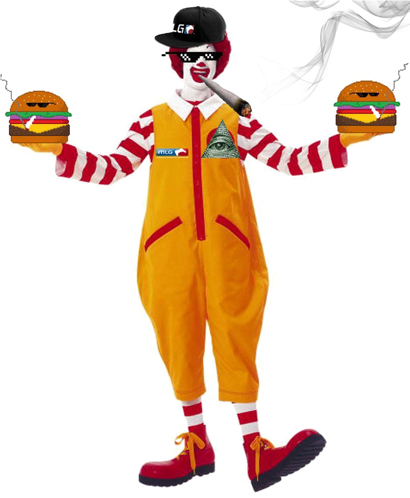 Memeified Mc Donalds Character Holding Burgers