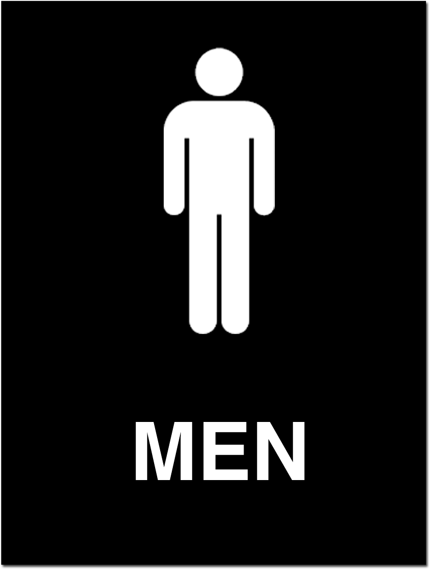 Mens Bathroom Sign Black Background