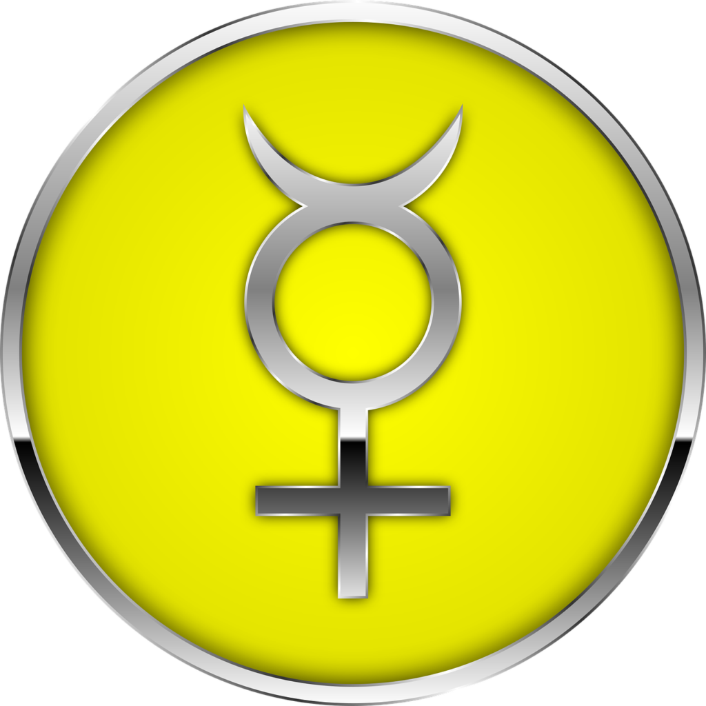 Mercury Symbol Yellow Background