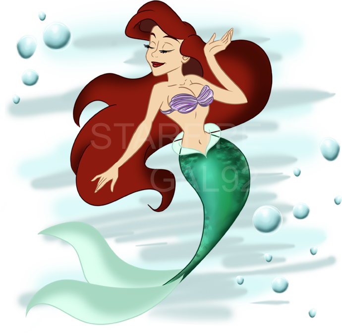 Mermaid Cartoon Underwater Bubbles