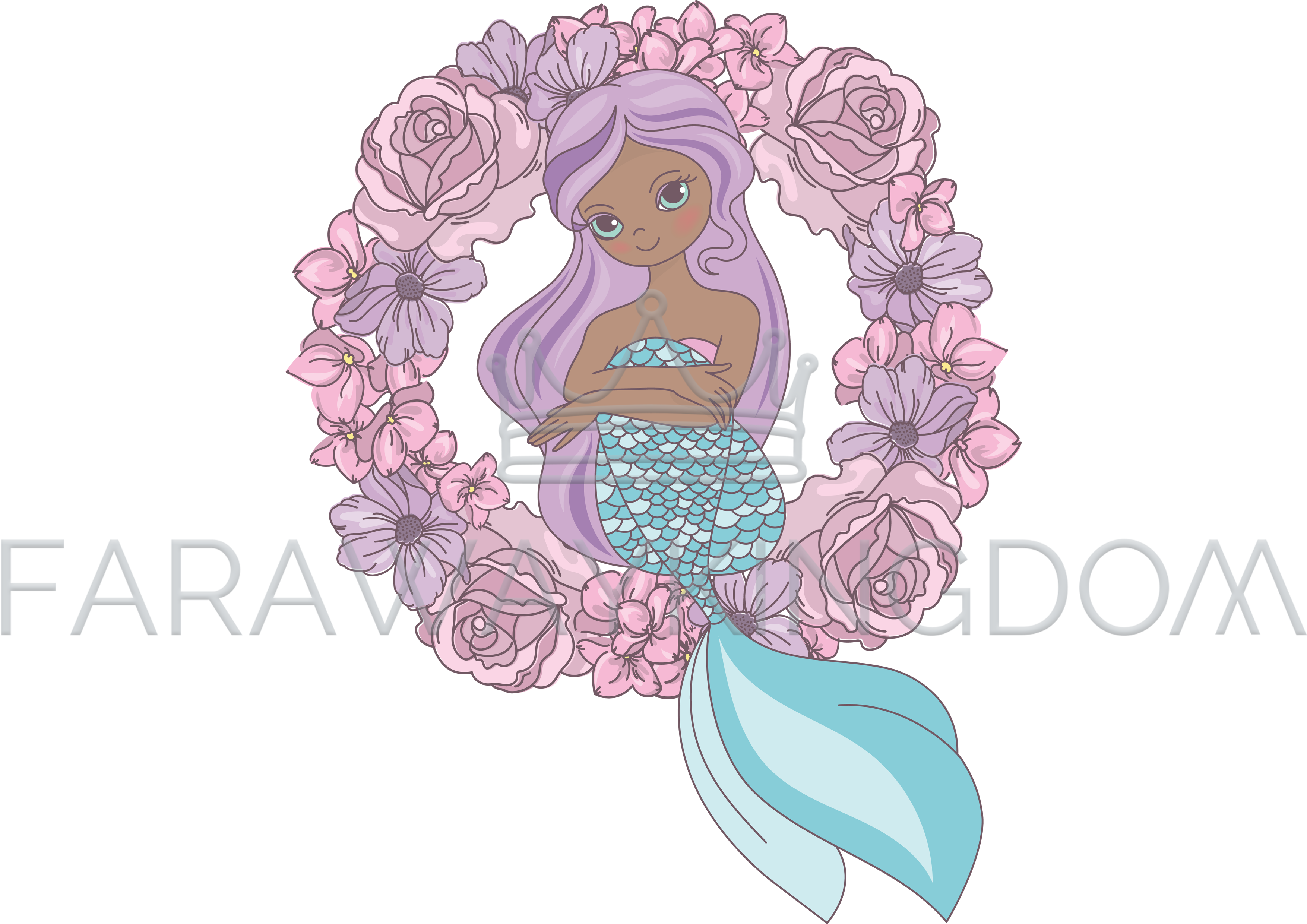 Mermaid_ Floral_ Frame_ Illustration