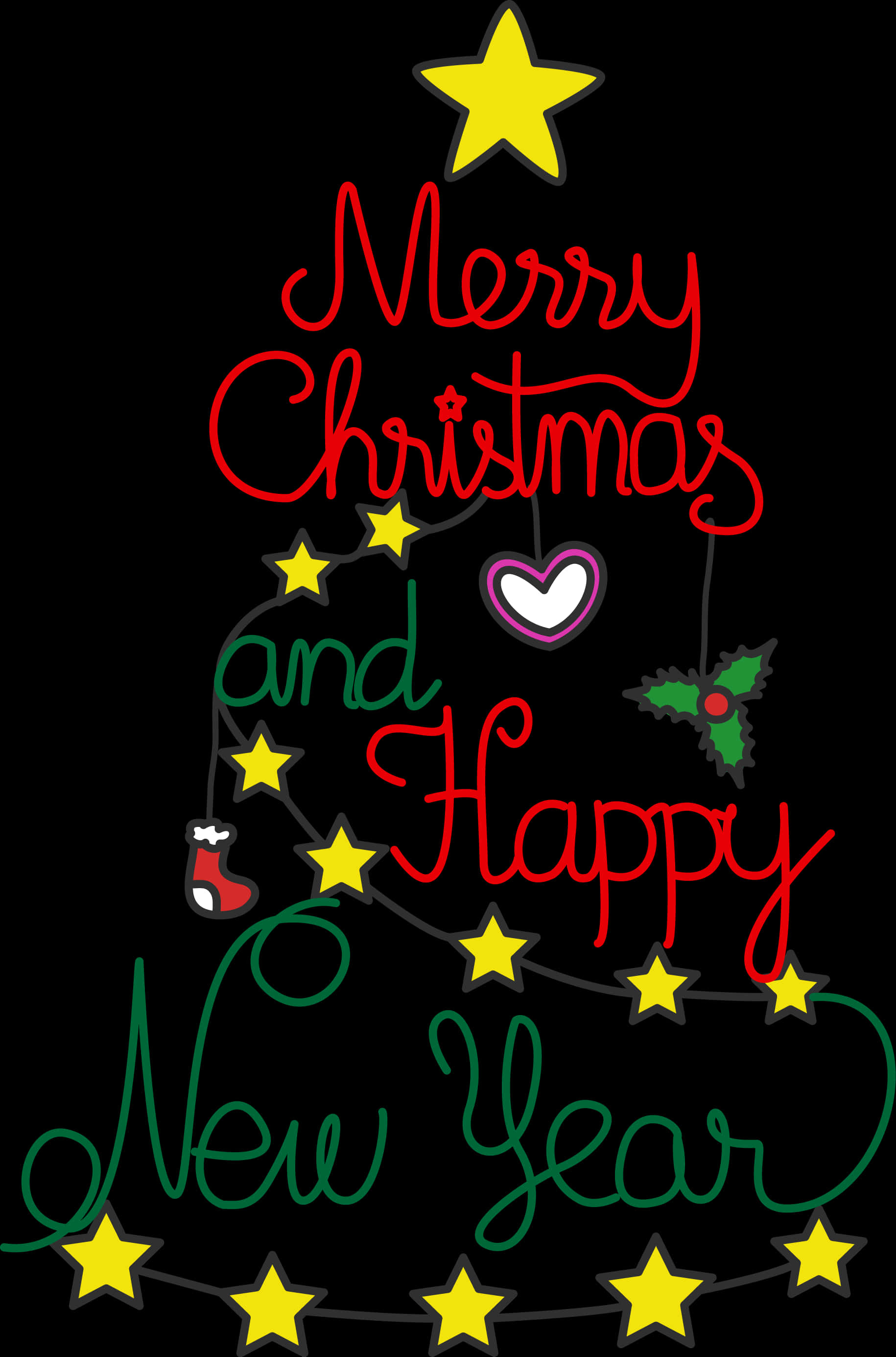 Merry Christmas Happy New Year Greeting