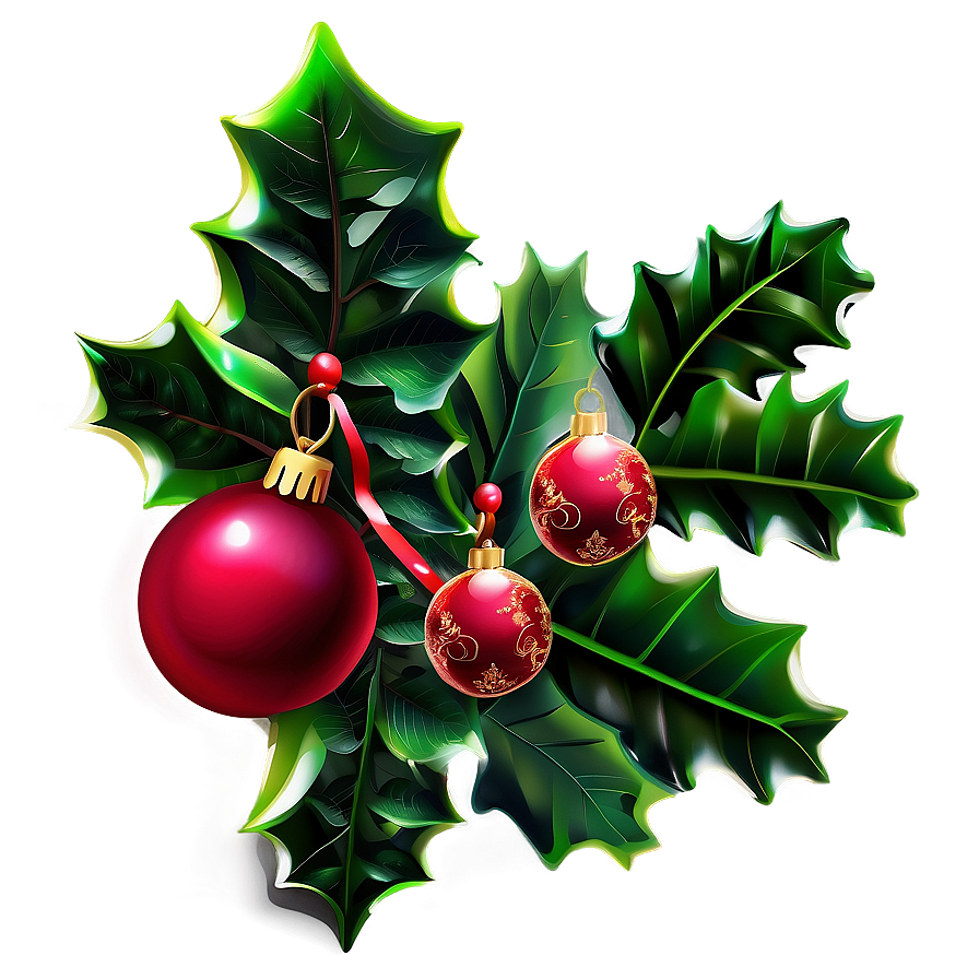 Merry Christmas Holly Decoration Png 05032024