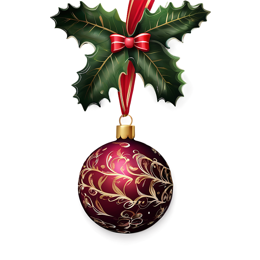 Merry Christmas Holly Decoration Png Lgt47