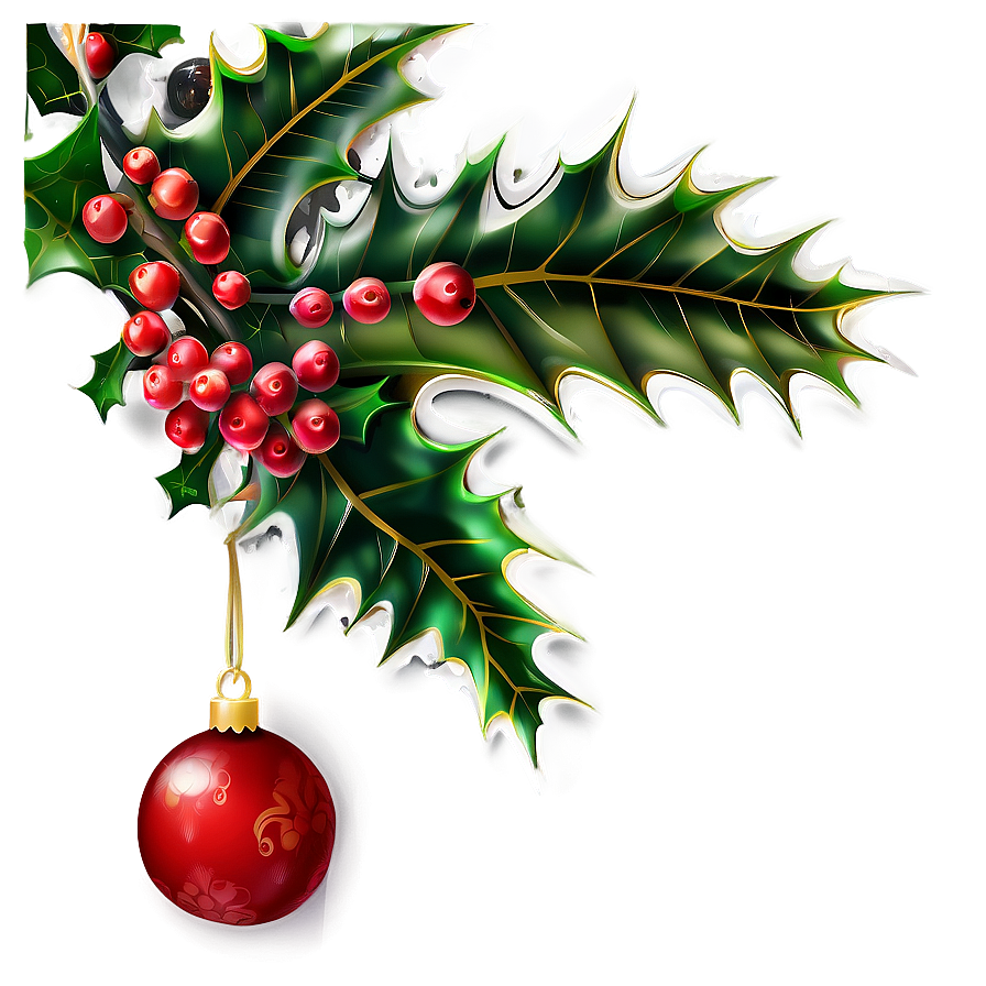 Merry Christmas Holly Decoration Png Wpx39