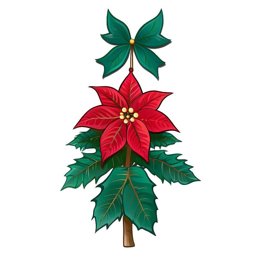 Merry Christmas Poinsettia Png 05032024