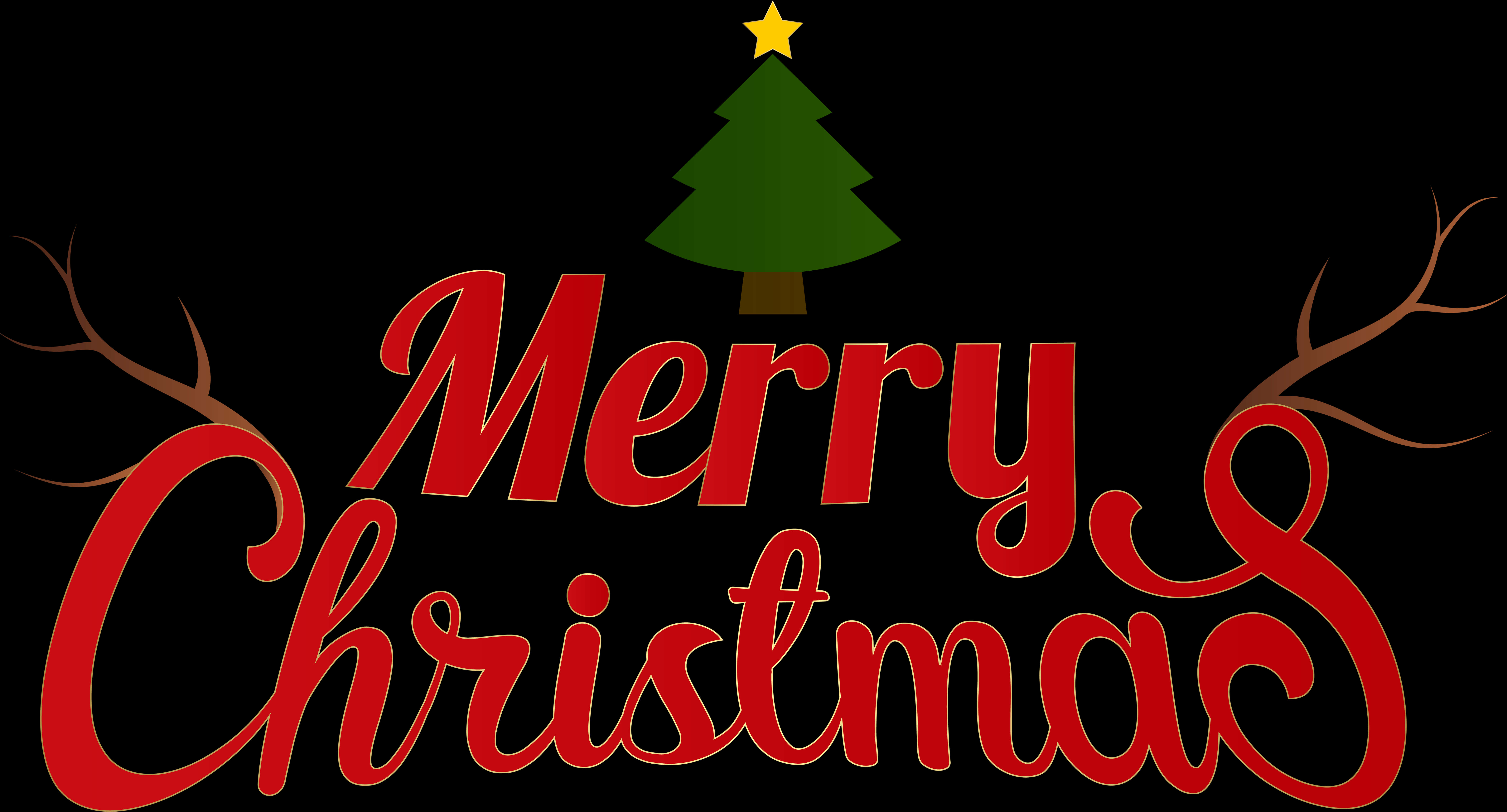 Merry Christmas Tree Reindeer Antlers Graphic