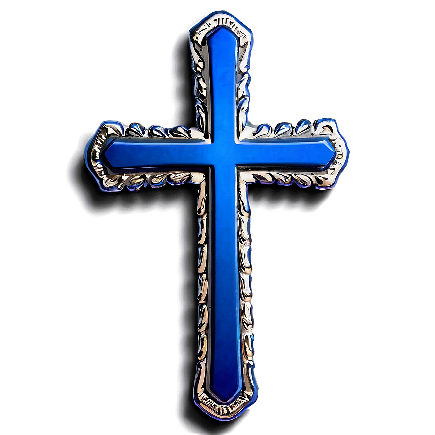 Metallic Blue Cross Shape Png 06292024