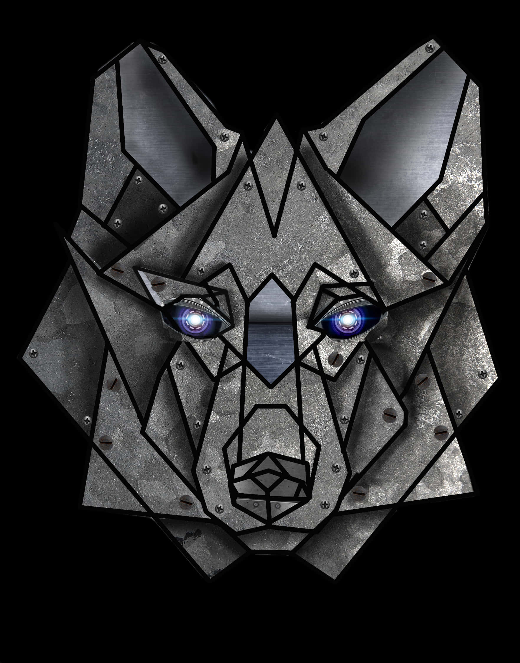 Metallic Geometric Wolf Art