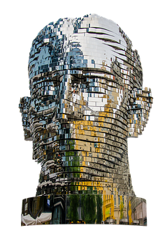 Metallic Sculpture Head Art
