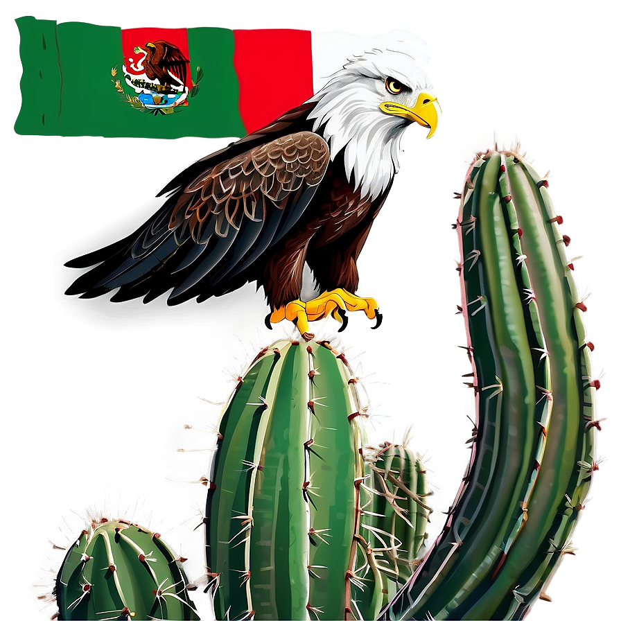 Mexican Eagle On Cactus Png 06132024