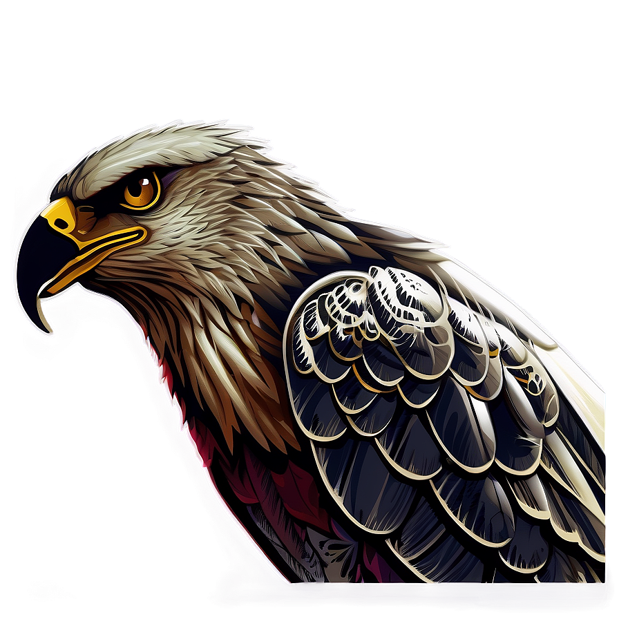 Mexican Eagle Woodcut Style Png 06132024