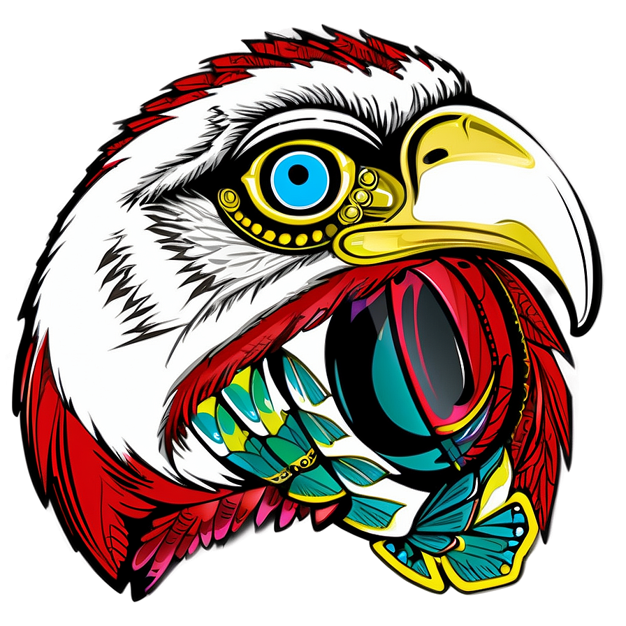 Mexican Eagle Woodcut Style Png Ecc78