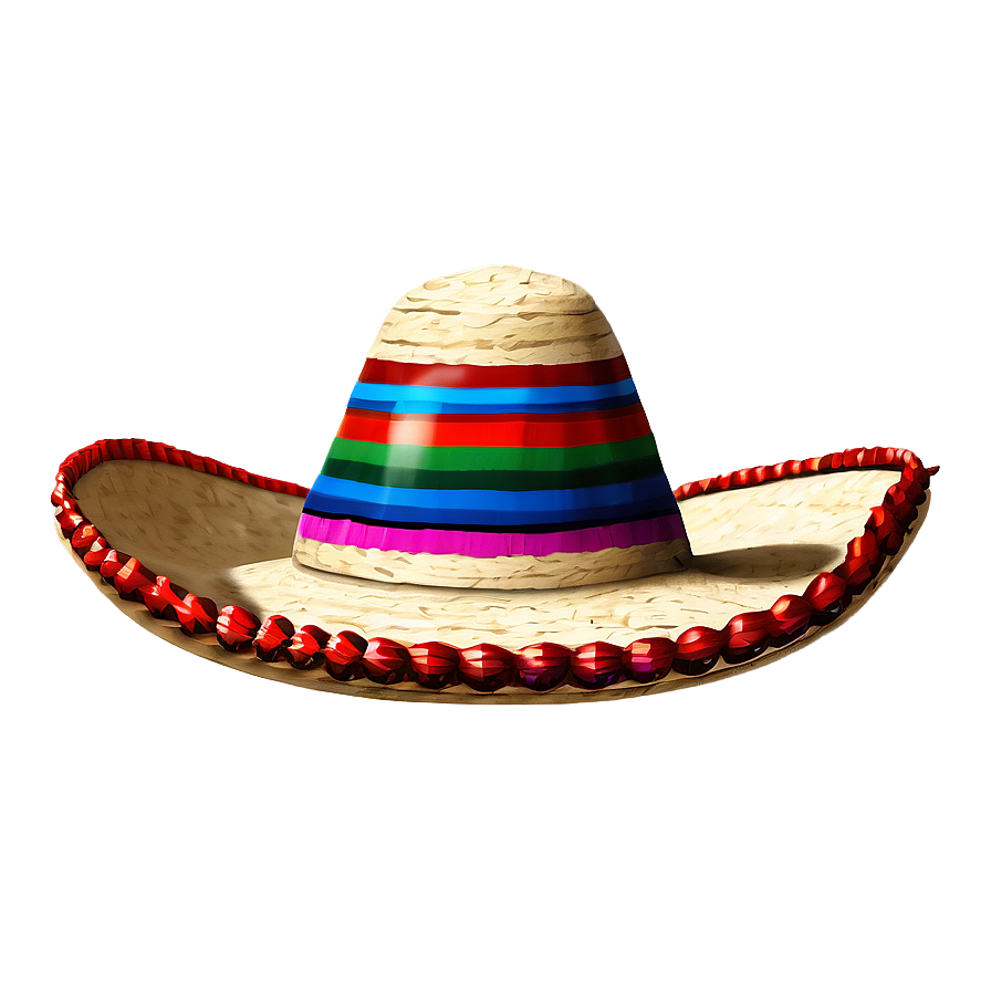 Mexican Hat With Pom Poms Png Hln89