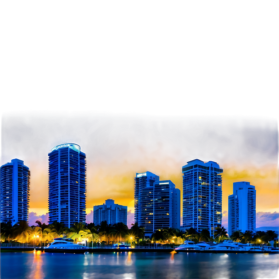 Miami Skyline From Marina View Png Mxj