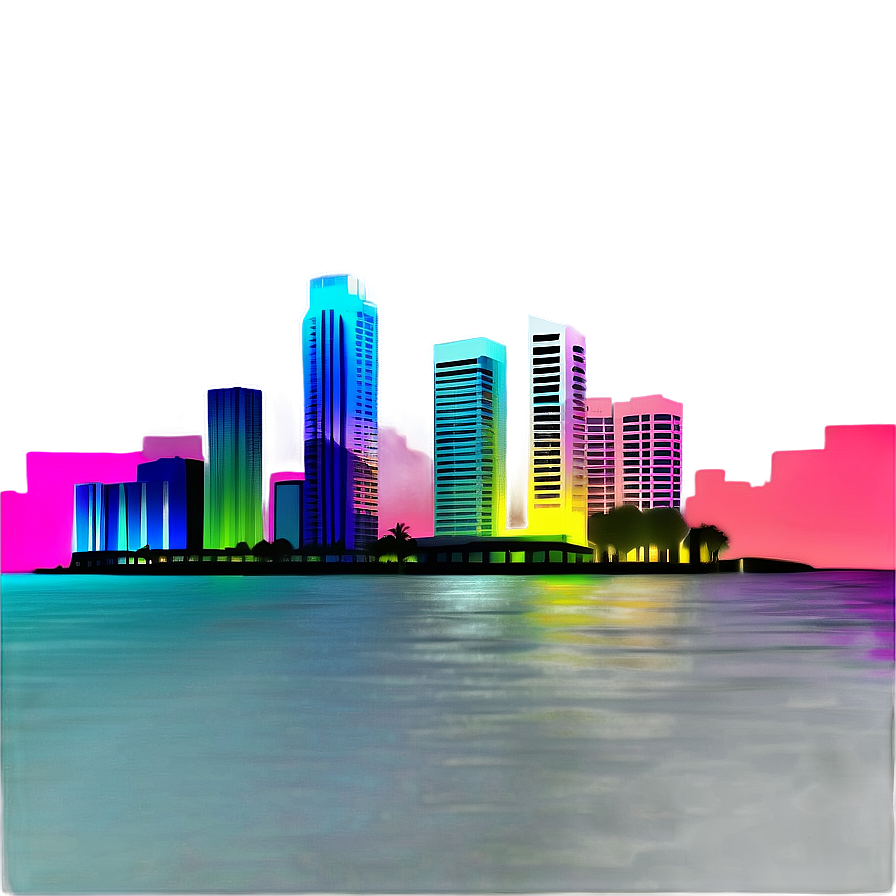 Miami Skyline In Pastel Colors Png 78