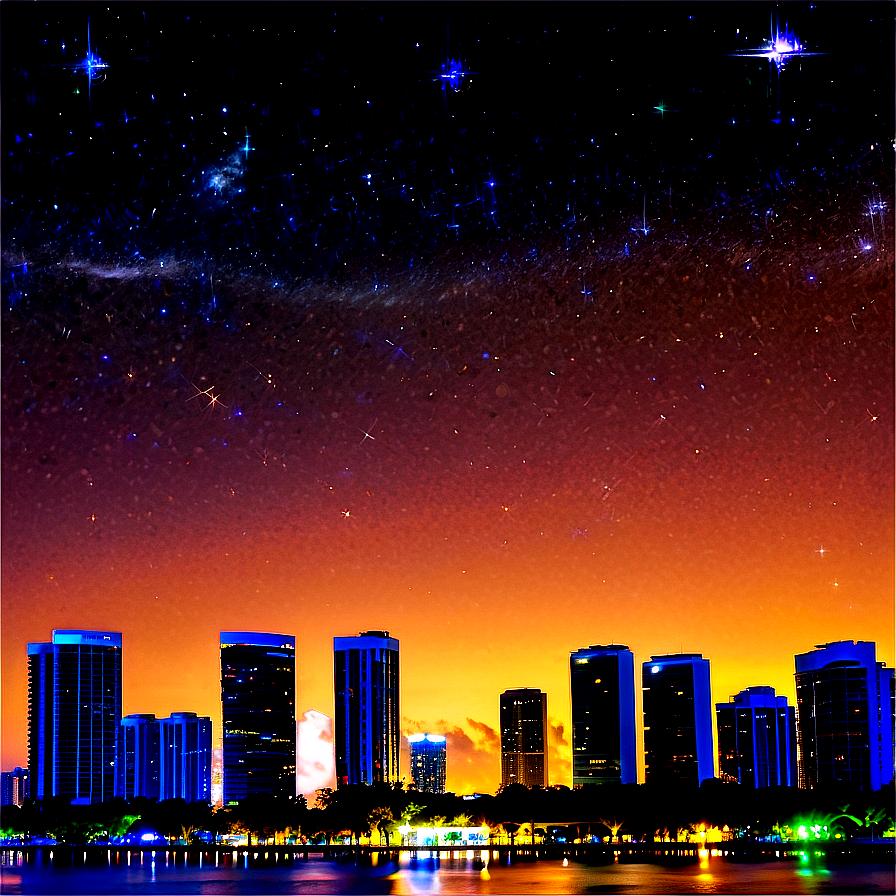 Miami Skyline With Starry Night Png 55