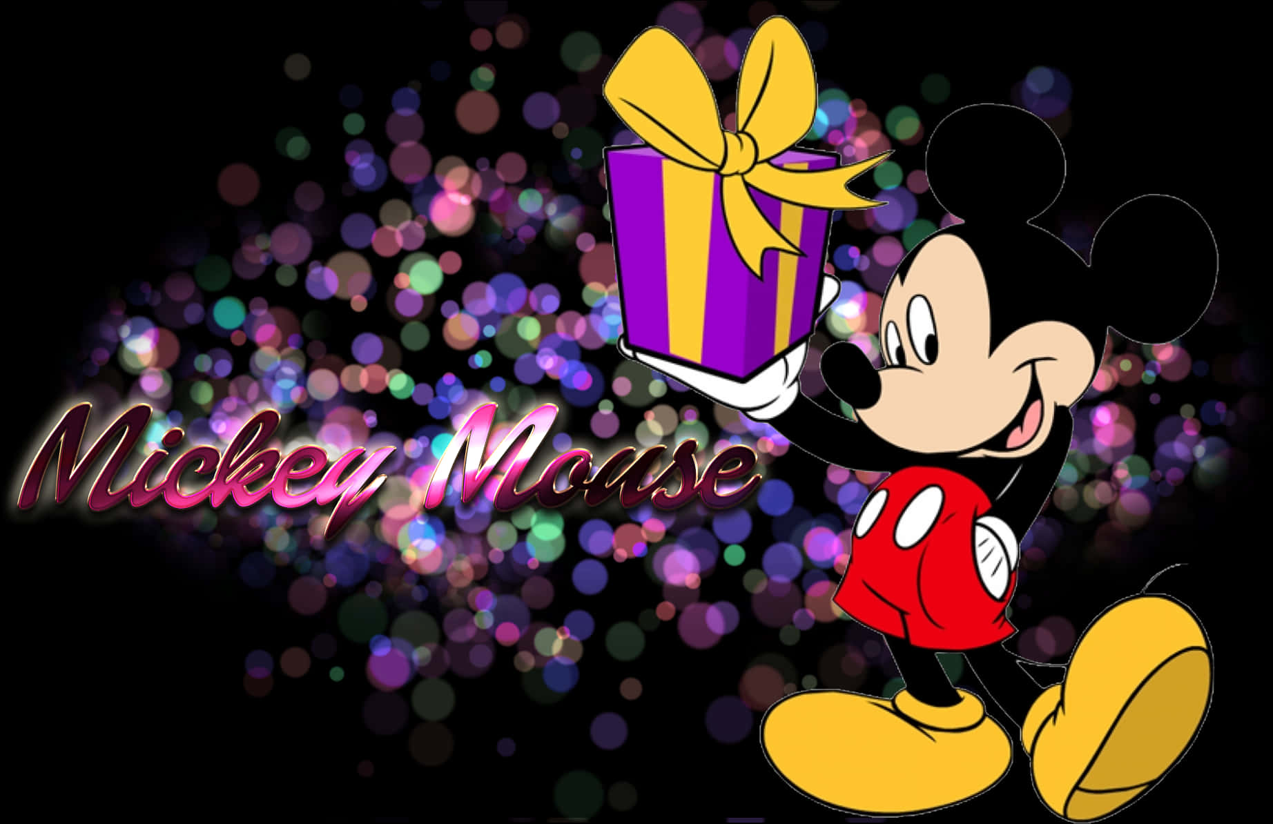 Mickey Mouse Holding Gift