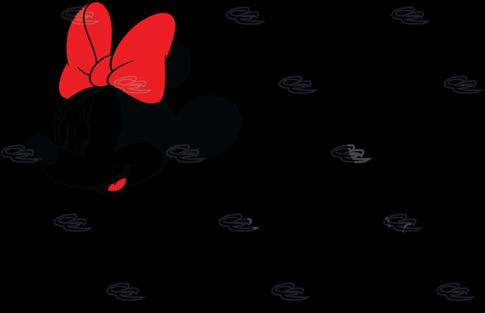 Mickey Mouse Silhouettewith Red Bow