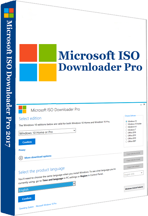 Microsoft I S O Downloader Pro Software Interface2017