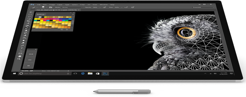 Microsoft Surfacewith Photoshop Owl Graphic