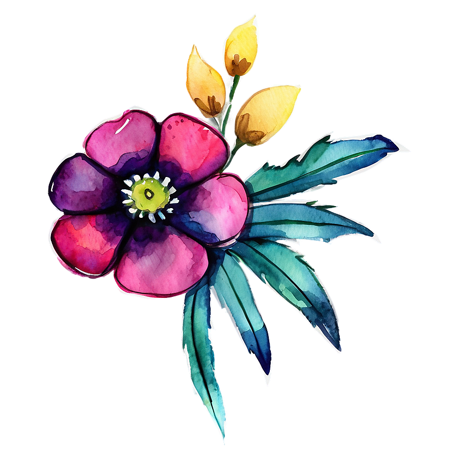 Midnight Watercolor Flower Png Doi