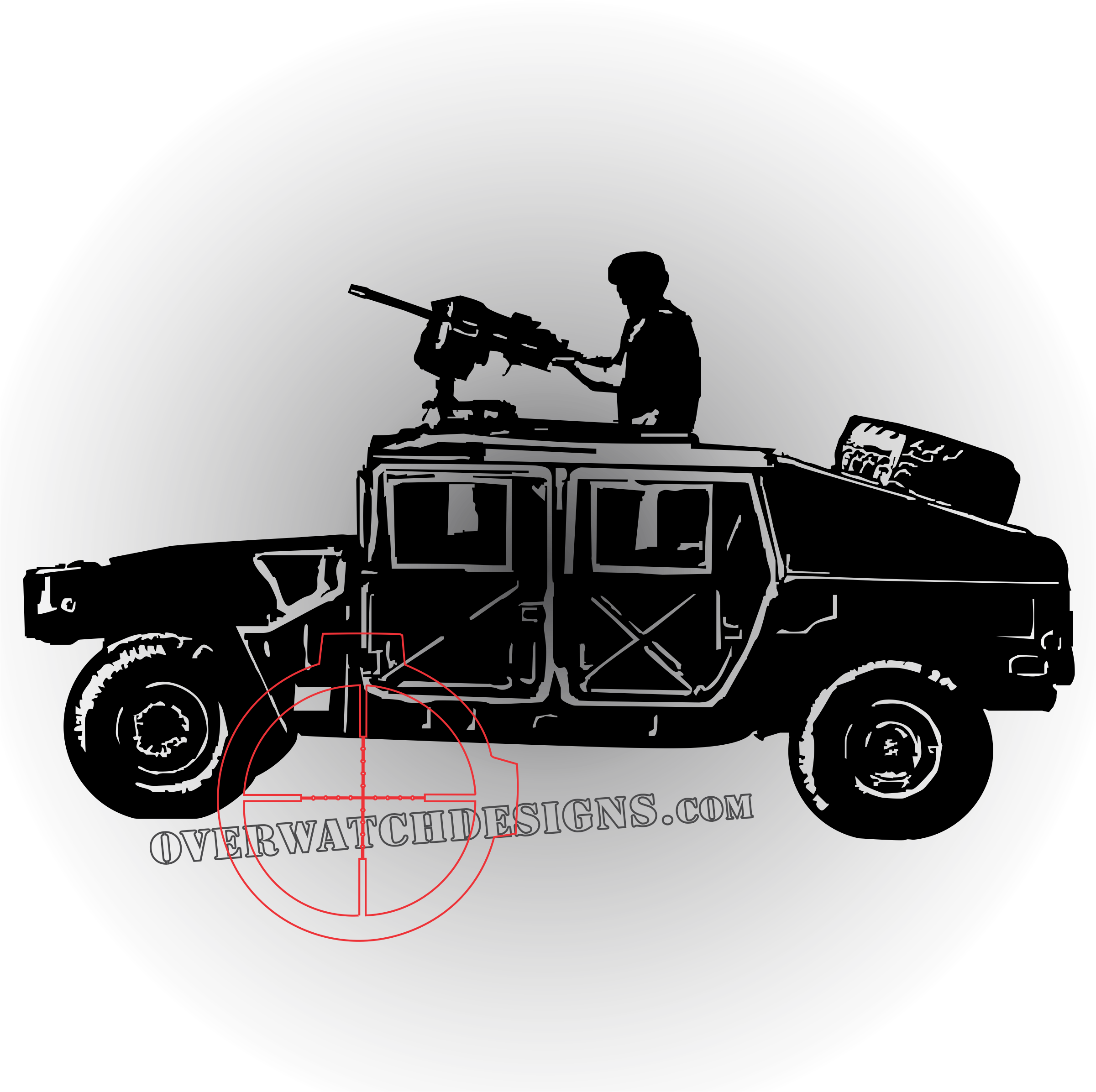 Military Hummerwith Mounted Gun Silhouette