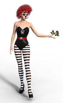 Mime Artistwith Red Rose