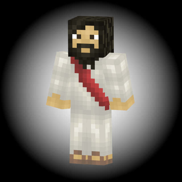 Minecraft_ Character_in_ White_ Robe_with_ Red_ Tie