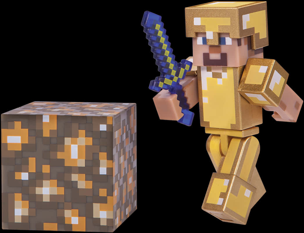 Minecraft Character With Gold Armorand Sword