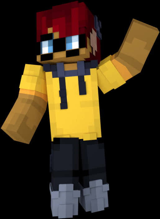 Minecraft Character With Red Hairand Yellow Shirt