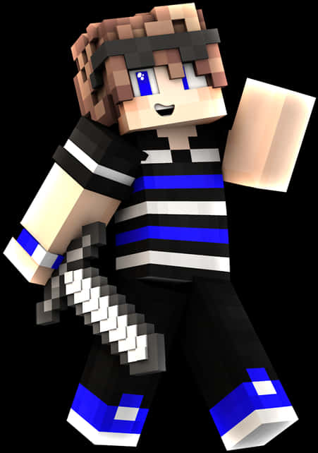 Minecraft Skin Blue Striped Shirt