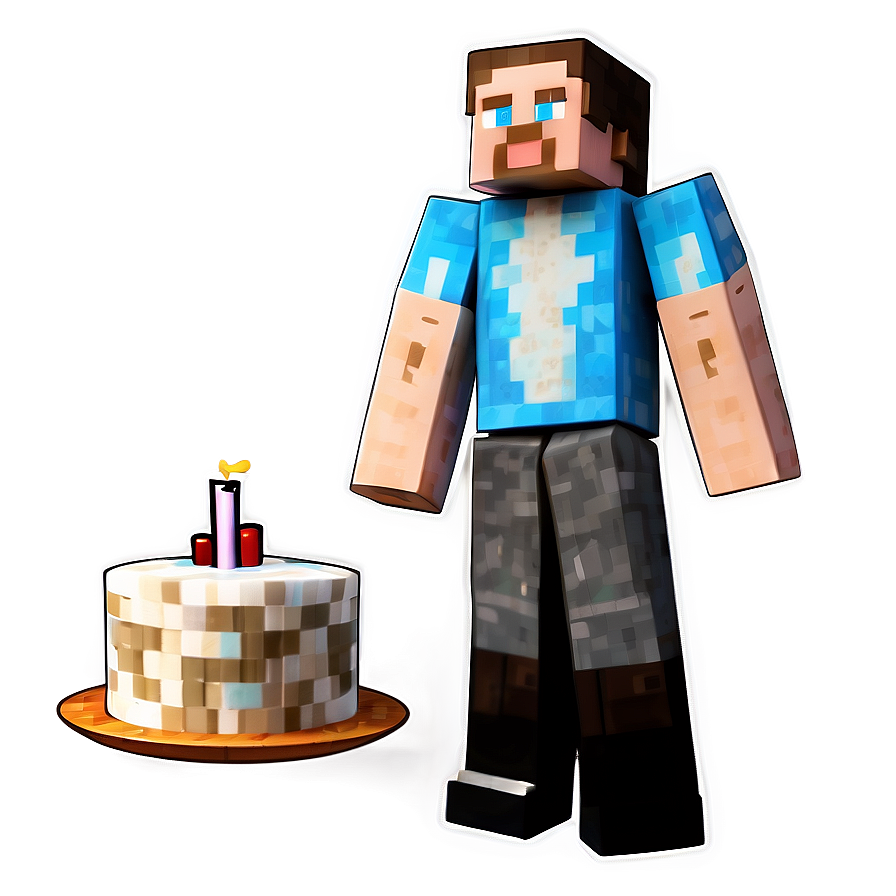 Minecraft Steve With Cake Png Uyy