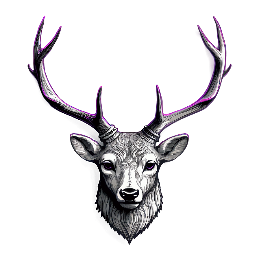 Minimal Deer Head Line Art Png 25