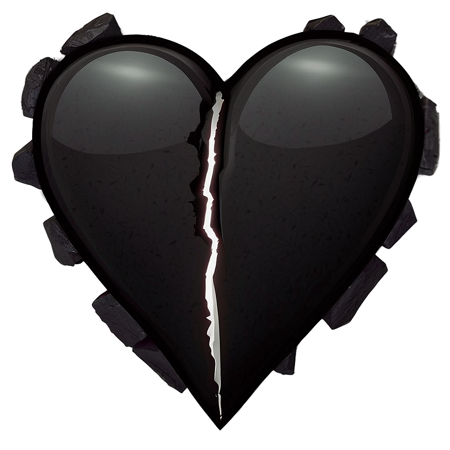 Minimalist Black Broken Heart Png Guk