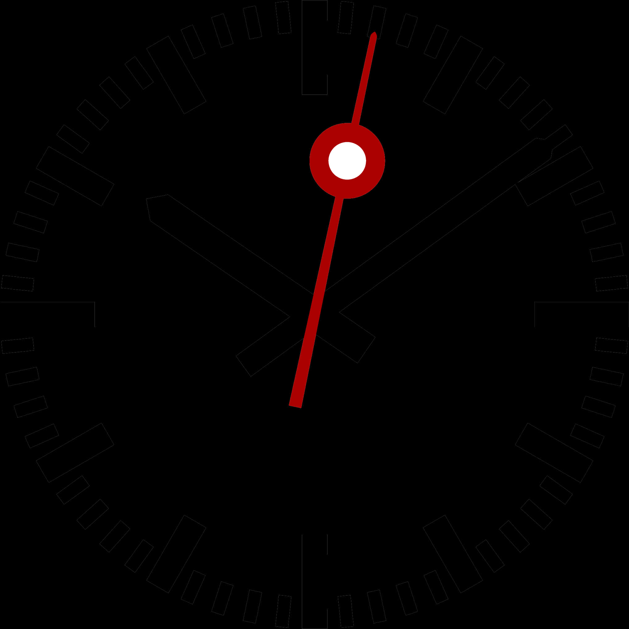 Minimalist Black Red Clock Face