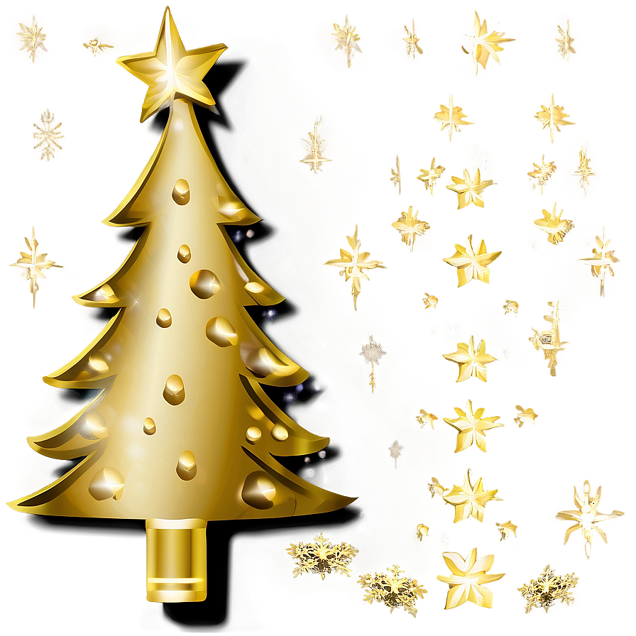 Minimalist Gold Christmas Tree Decor Png 59