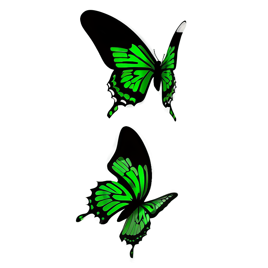 Minimalist Green Butterfly Png 06202024