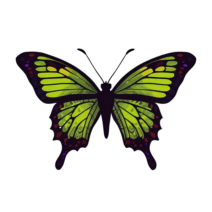 Minimalist Green Butterfly Png 06202024