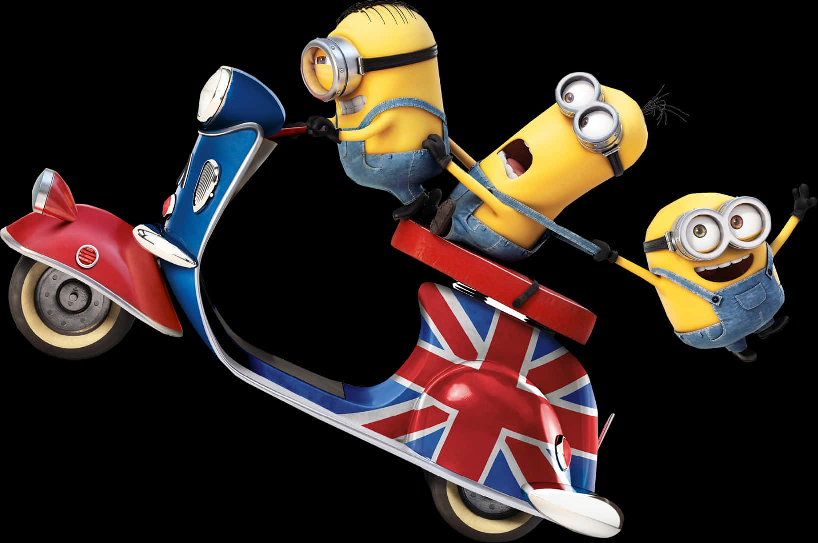 Minions Riding Union Jack Scooter