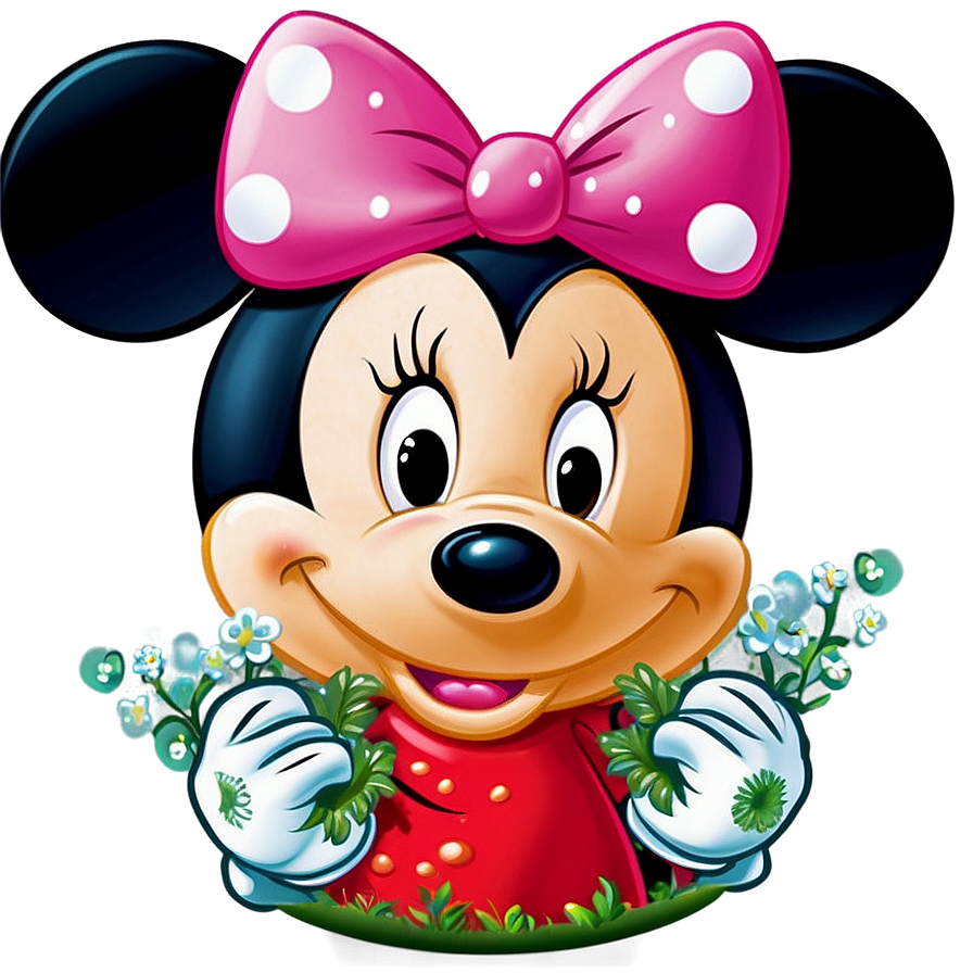 Minnie Mouse With Flowers Png Wiq