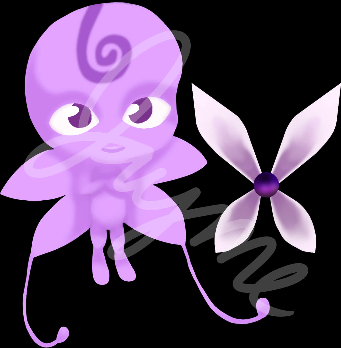 Miraculous_ Ladybug_ Purple_ Kwami_and_ Flower