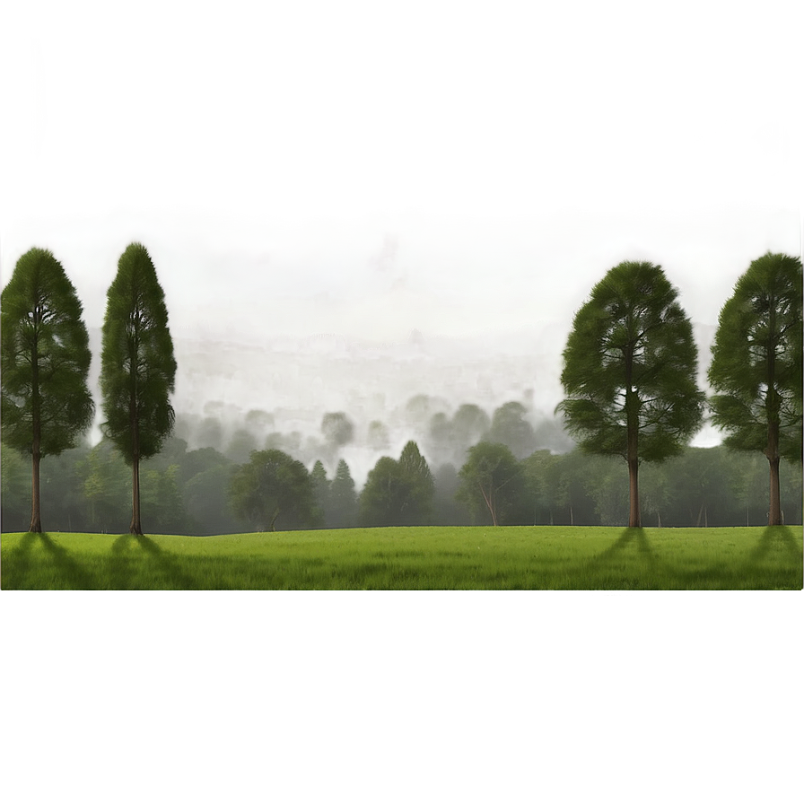 Misty Treeline Landscape Png Xvr