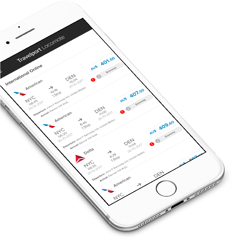 Mobile Flight Comparison App Screen