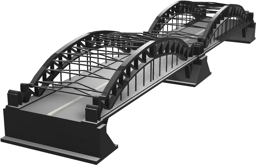 Modern Arch Steel Bridge3 D Model