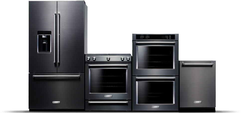 Modern Black Kitchen Appliances Set
